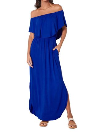 Sugarlips Shelbee Popover Jersey Knit Maxi Dress In Cobalt