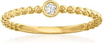 Ross-Simons Bezel-Set Diamond Beaded Ring in 18kt Gold Over Sterling