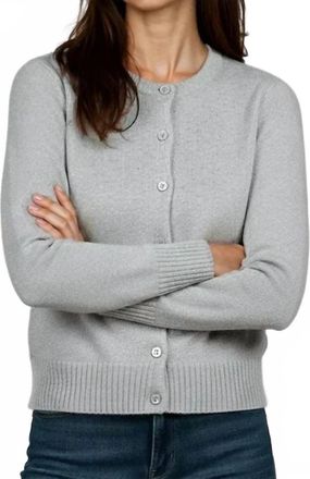Minnie Rose Sparkle Cashmere Crew Neck Cardigan In Polar