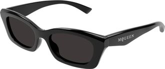 Alexander McQueen Zwart/Grijs Zonnebril Am 0474S - Dames - Zonnebrillen - Zwart - 52 MM - Accessoires