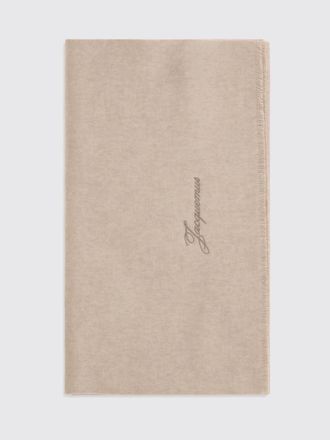 Jacquemus Wool and Cashmere Scarf with Embroidered Logo and Fringed Edges