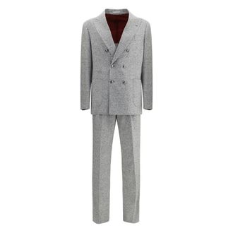 Brunello Cucinelli Double-breasted Textured Suit