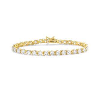 Diana M. Jewels 14kt yellow gold 8cts round lab grown diamond 3-prong tennis bracelet