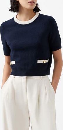 French Connection Babysoft Short Sleeve Sweater in 40-Marine-Classic Cream at Nordstrom Rack, Size X-Large