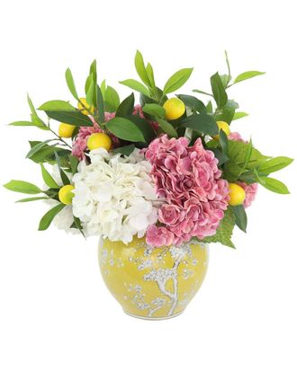Creative Displays Inc. Handmade Faux Hydrangea & Lemon Arrangement In Decorative Ceramic Vase