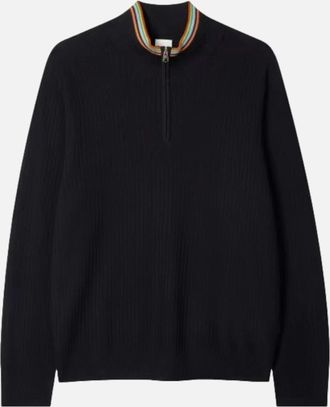 Paul Smith Mens Paul Smith Navy Half Zip Sweater 49 DK NAVY - Black - Size: 44