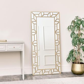 Melody Maison Large Gold Geometric Framed Mirror 70cm X 150cm | Size: 70 cm X 150 cm