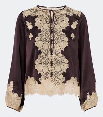 D&ocirc;en D&ocirc;en Blusa Lucine in raso di seta con pizzo