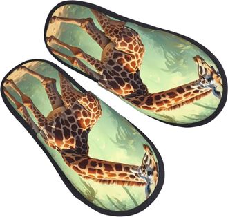 Generic Women Men House Slippers Giraffe Cotton Slippers Soft Casual Shoes For Indoor Outdoor, For Hotel, Travel, Home, M