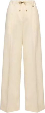 Moncler Wool Gabardine Tailored Broeken - Dames - Wijde Broeken - Beige - XS - Wol - Broeken