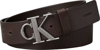Calvin Klein Lederg&uuml;rtel CALVIN KLEIN CK BUCKLE 40MM FIXED, Herren, Gr. 11,5, ck schwarz braun, antique silber, Web, Rindsleder, unifarben, G&uuml;rtel Lederg&uuml;rtel, Gr&ouml;