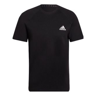 adidas Solid Color Logo Micro Mark Casual Sports Short Sleeve Black HE2238