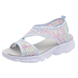 Generic 2026 Women Slippers Summer Mesh Beach Elatic Band Sport Casual Open Toe Soft Bottom Breathable Shoes Sandals (4.5)