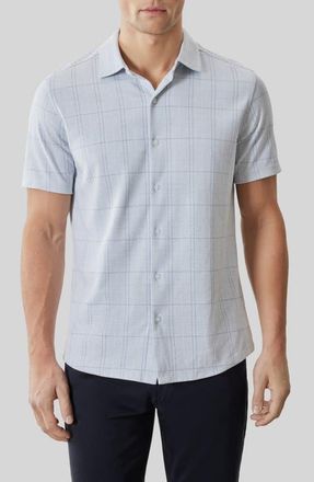 Robert Barakett Allister Short Sleeve Knit Button-Up Shirt in Powder Blue at Nordstrom, Size Xx-Large