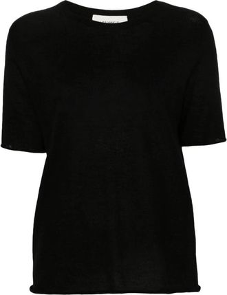 Lisa Yang Ari T-shirt - Dames - Ronde hals truien - Zwart - XS - Kasjmier - Truien & Vesten
