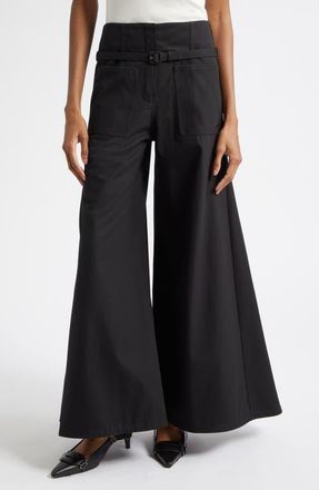 Courr&egrave;ges Cotton Canvas Palazzo Pants in Black at Nordstrom, Size 8 Us