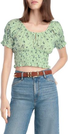 Favorite Daughter The Swoon Ruffle Trim Smocked Crop Top in Ditsy Floral at Nordstrom, Size X-Small