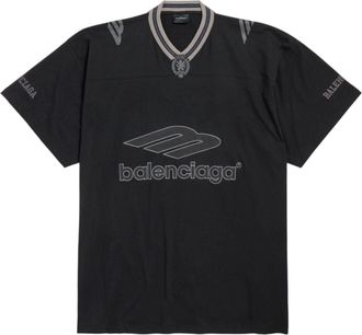Balenciaga 3B Football V-neck T-shirt Oversized Black 857086TTVQ61066