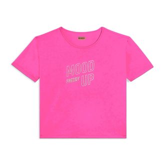 Freddy T-shirt cropped con maniche ampie e stampa Mood Up