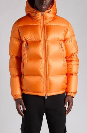 Moncler Rivau Down Hooded Jacket in Jaffa Orange at Nordstrom, Size 4