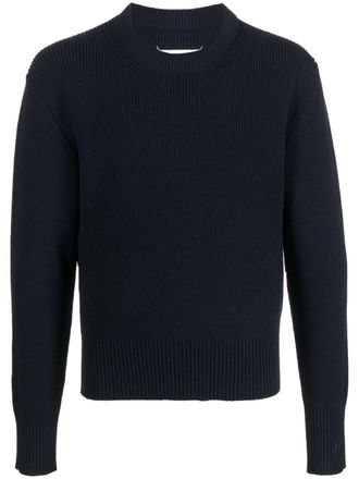 Maison Margiela four-stitch crew-neck jumper - men - Cotton/Polyester/Wool - M - Blue