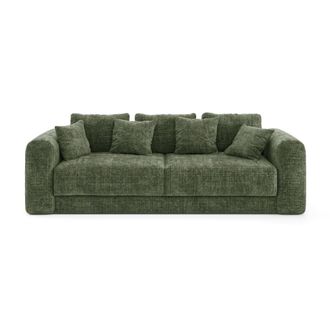 Sia Home Sof&aacute; cama arc&oacute;n nogal 4 plazas terciopelo gofrado verde esmeralda