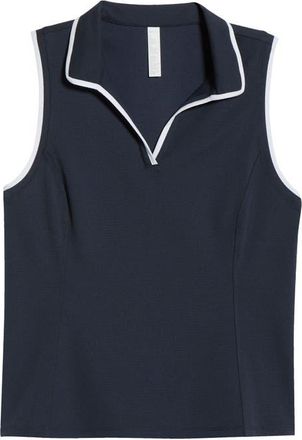 Zella Pace Piqu&eacute; Knit Polo Tank in Navy Sapphire at Nordstrom, Size X-Large