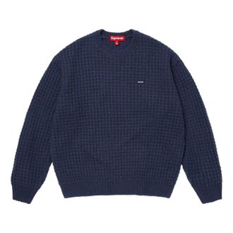 SUPREME Small Box Waffle Sweater Navy FW25SK21-NAVY