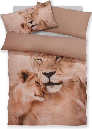 My Home Bettwäsche »Lyki« 2 tlg. ab Grösse 135x200 cm, 100% Polyester, Katze, Pferd, Löwe, Pinguin