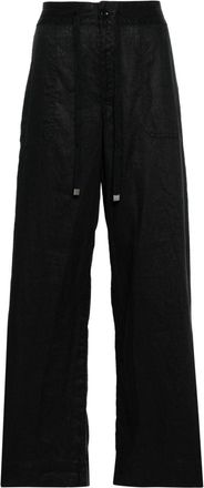 Lauren Ralph Lauren drawstring-waist linen trousers - women - Linen/Flax - 10 - Black