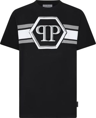 Philipp Plein Ronde Hals T-Shirt Hexagon - Heren - T-shirts - Zwart - L - Katoen - Tops