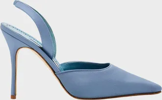 Manolo Blahnik 105mm Borelapla Satin Slingback Pumps