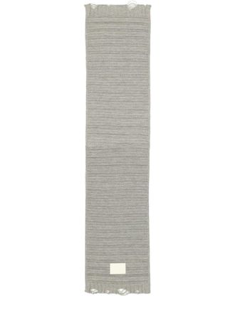 Maison Margiela Textured Knit Wool Scarf With Frayed Edges