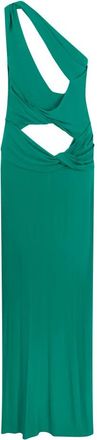 Alberta Ferretti Lange One-Shoulder Jurk met Cut-Out - Dames - Avondkleed - Groen - 2XS - Kleedjes