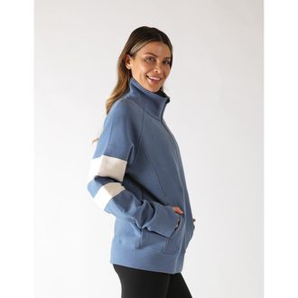 Glyder Prodigous Scuba Knit 1/4 Zip Up Jacket in Washed Blue/oatmilk at Nordstrom, Size X-Large