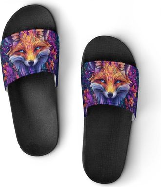 Generic Colorful Fox Shower Shoes Slipper for Women Men Beach Slippers Quick Drying Non Slip Open-Toe Sandals