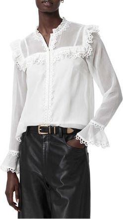 AllSaints Ciara Ruffle Shirt in Vintage White at Nordstrom Rack, Size 10 Us / 14 Uk