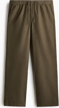 H&M Relaxed Fit Trousers in Dark Khaki Green at Nordstrom, Size Xx-Large