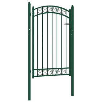 vidaXL Puerta De Valla Emmen Con Arco Superior De Acero, 100x106 Cm, Verde Vidaxl