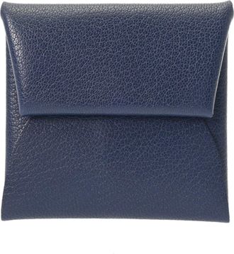 Herm&egrave;s Blue Evercalf Leather Coin Purse/Coin Case (Pre-Owned)