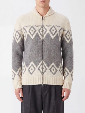 KANGRA Cardigan in misto lana e cashmere con collo a scialle
