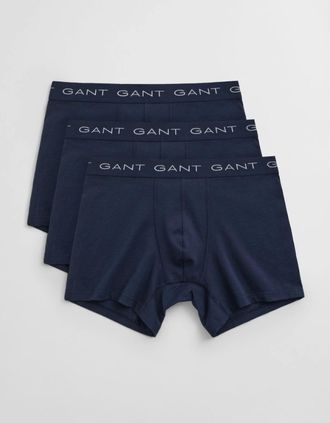 GANT Mens GANT Mens Slim Fit Cotton Jersey Boxer Briefs 3-Pack - 410 Marine - Navy - Size: 37/36/32