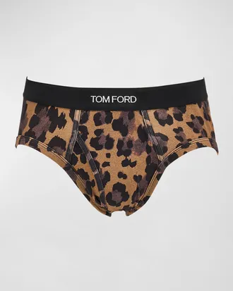 Tom Ford Men & apos;s Leopard-Print Cotton Jersey Briefs