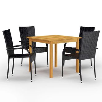 Berkfield Home 5 Piece Garden Dining Set Black