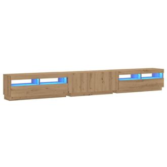 Berkfield Home TV Cabinet with LED Lights Artisan Oak 300x35x40 cm Engineered Wood in Brown | Size: 300 x 35 x 40 cm