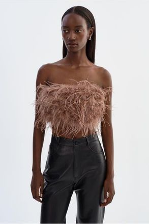 LaMarque Zaina | Feather Bustier in Mink Brown at Nordstrom, Size X-Small