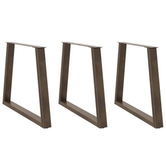 Berkfield Home Dining Table Legs V-Shape 3 pcs Natural Steel 80x(72-73.3) cm Steel in Brown