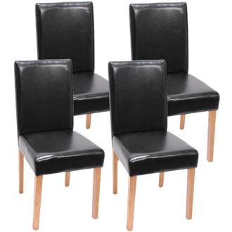Hhg Non utilizzato] Set 4x sedie Littau ecopelle soggiorno cucina sala da pranzo 43x56x90cm nero piedi chiari