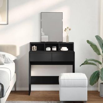 Berkfield Home Beautiful Dressing Table with Mirror Black 80x41x144.5 cm