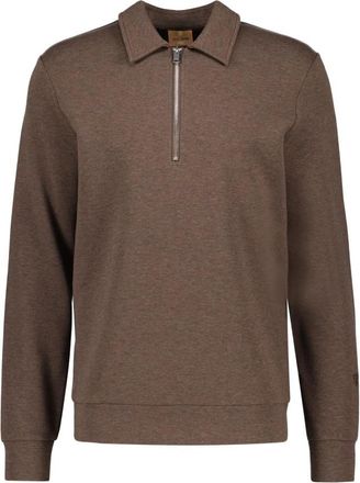 Mos Mosh MMGAbel Zip Polo Sweat - Heren - Vesten met rits - Bruin - M - Polyester - Hoodies & sweatvesten